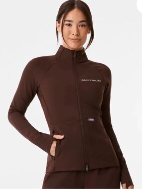 Figs ContourKnit Scrub Jacket Espresso Medium New